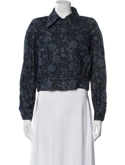 Pre-owned Dries Van Noten Floral Print Jacket In Blue