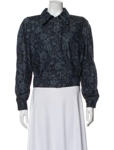 Pre-owned Dries Van Noten Floral Print Jacket In Blue
