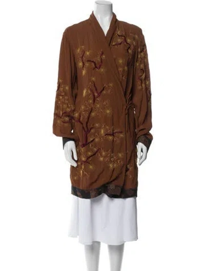 Pre-owned Dries Van Noten Floral Print Jacket In Brown