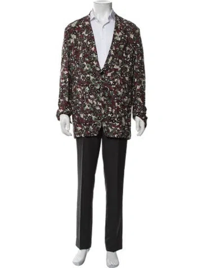 Pre-owned Dries Van Noten Floral Print Jacket In Burgundy/neutrals