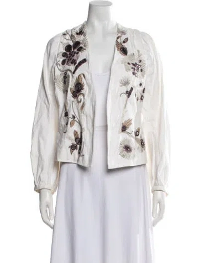 Pre-owned Dries Van Noten Floral Print Jacket In White