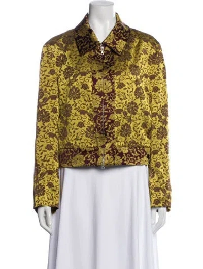 Pre-owned Dries Van Noten Floral Print Jacket In Yellow