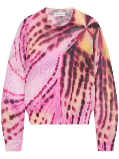 Dries Van Noten Floral-print Jumper In Pink