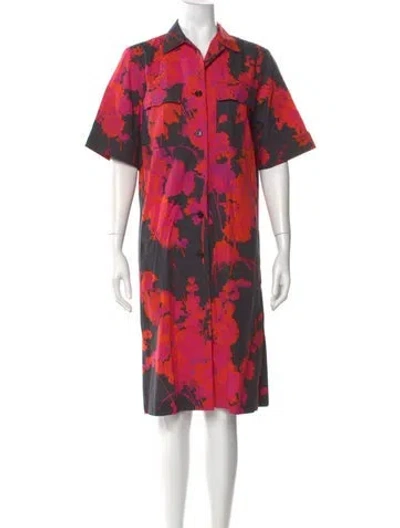 Pre-owned Dries Van Noten Floral Print Knee-length Dress In Black