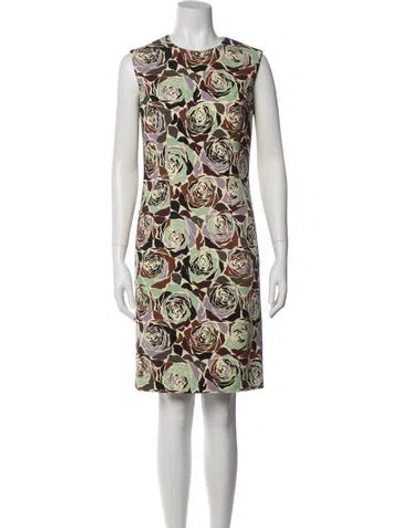 Pre-owned Dries Van Noten Floral Print Knee-length Dress In Green