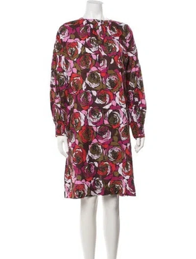 Pre-owned Dries Van Noten Floral Print Knee-length Dress In Purple/red