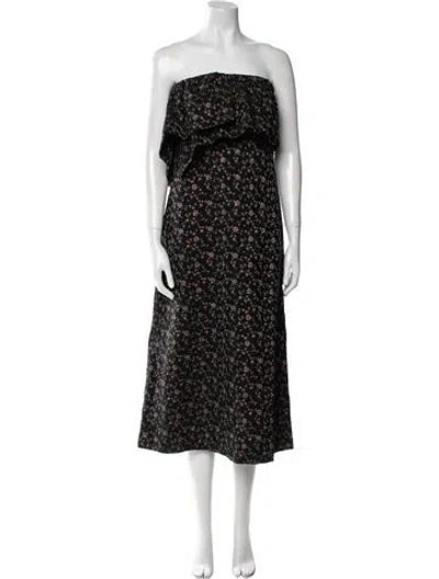 Pre-owned Dries Van Noten Floral Print Knee-length Dress W/ Tags In Black