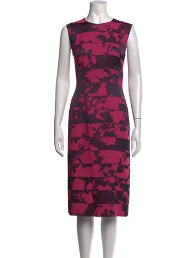 Pre-owned Dries Van Noten Floral Print Knee-length Dress W/ Tags In Pink/purple