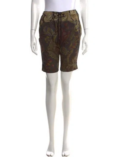 Pre-owned Dries Van Noten Floral Print Knee-length Shorts In Black
