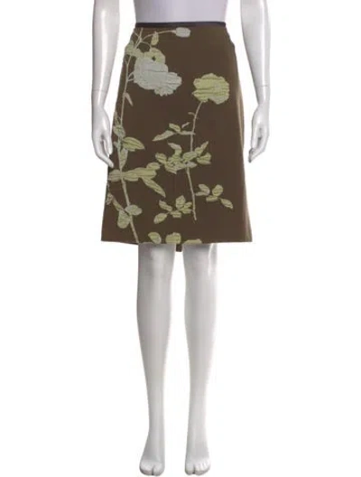 Pre-owned Dries Van Noten Floral Print Knee-length Skirt In Green