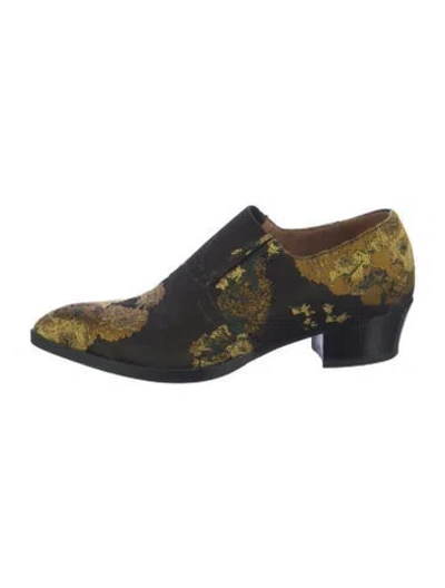 Pre-owned Dries Van Noten Floral Print Loafers In Black
