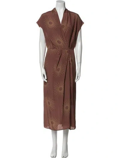 Pre-owned Dries Van Noten Floral Print Long Dress In Brown