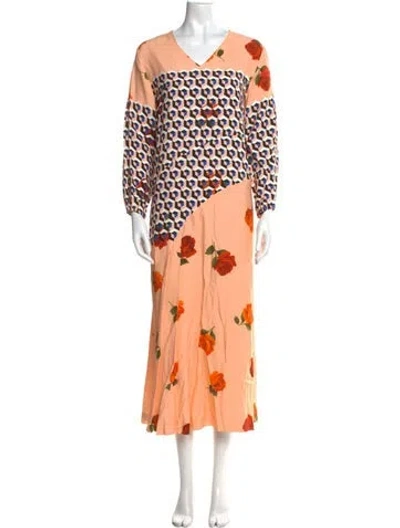 Pre-owned Dries Van Noten Floral Print Long Dress In Multi