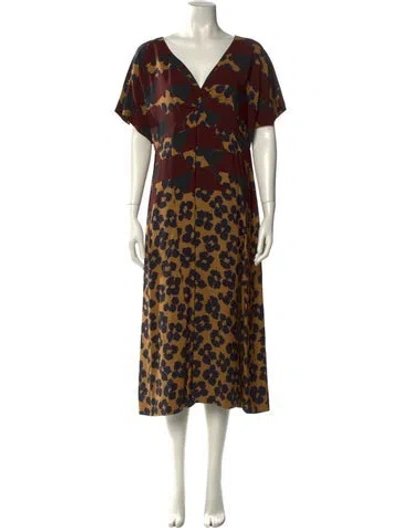 Pre-owned Dries Van Noten Floral Print Long Dress In Neutral