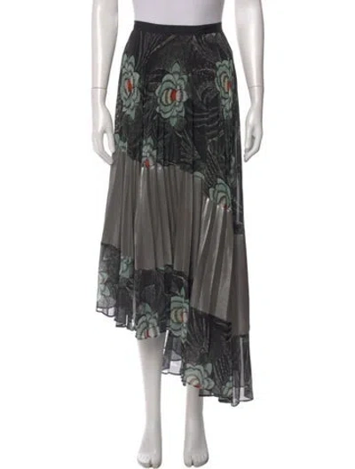 Pre-owned Dries Van Noten Floral Print Long Skirt In Black