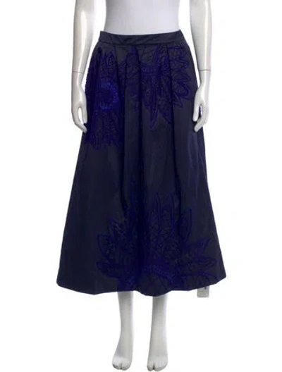 Pre-owned Dries Van Noten Floral Print Long Skirt In Blue