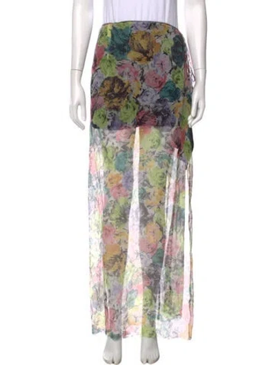 Pre-owned Dries Van Noten Floral Print Long Skirt In Green