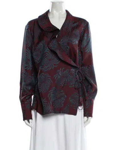 Pre-owned Dries Van Noten Floral Print Long Sleeve Blouse In Multi