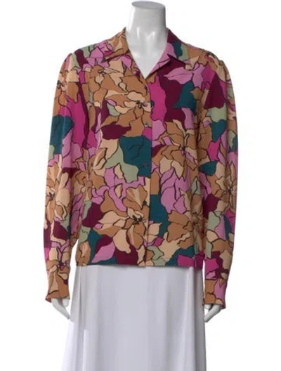 Pre-owned Dries Van Noten Floral Print Long Sleeve Blouse In Multi