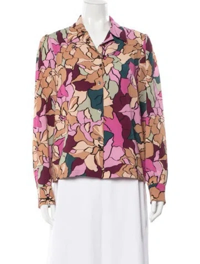 Pre-owned Dries Van Noten Floral Print Long Sleeve Blouse In Multi