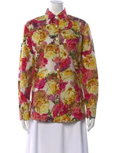 Pre-owned Dries Van Noten Floral Print Long Sleeve Blouse In Multi