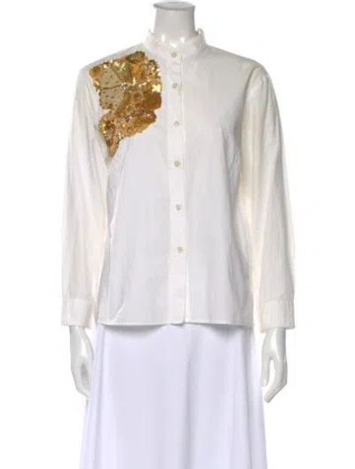 Pre-owned Dries Van Noten Floral Print Long Sleeve Blouse In Neutral