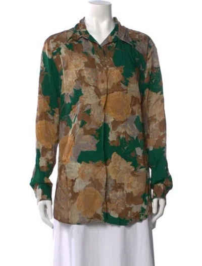 Pre-owned Dries Van Noten Floral Print Long Sleeve Blouse W/ Tags In Multicolor