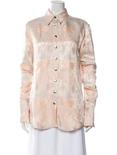 Pre-owned Dries Van Noten Floral Print Long Sleeve Blouse W/ Tags In Pink