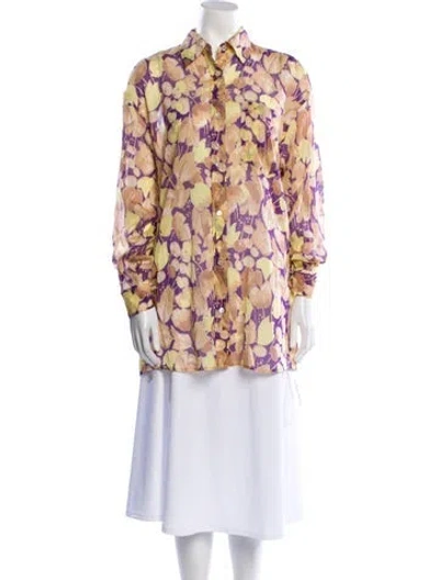 Pre-owned Dries Van Noten Floral Print Long Sleeve Tunic In Neutral