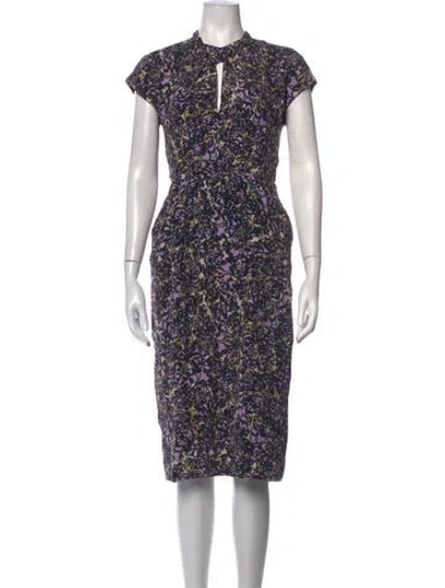 Pre-owned Dries Van Noten Floral Print Midi Length Dress In Black