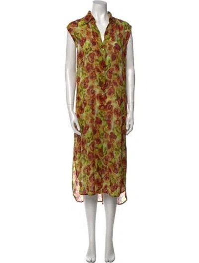 Pre-owned Dries Van Noten Floral Print Midi Length Dress In Multi