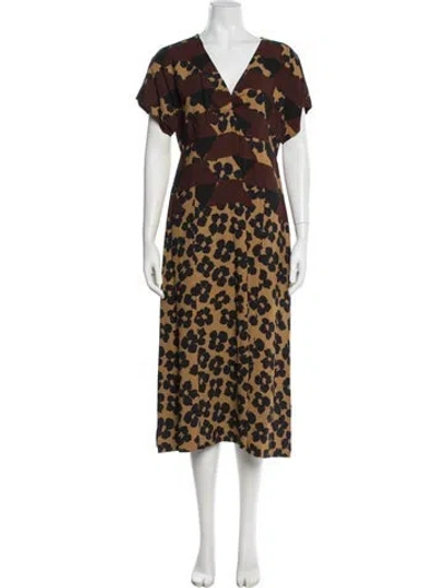 Pre-owned Dries Van Noten Floral Print Midi Length Dress In Multi