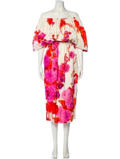 Pre-owned Dries Van Noten Floral Print Midi Length Dress In Neutral