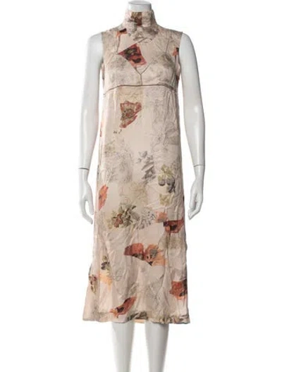 Pre-owned Dries Van Noten Floral Print Midi Length Dress In Neutrals