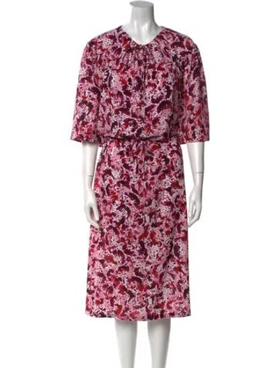 Pre-owned Dries Van Noten Floral Print Midi Length Dress In Pink