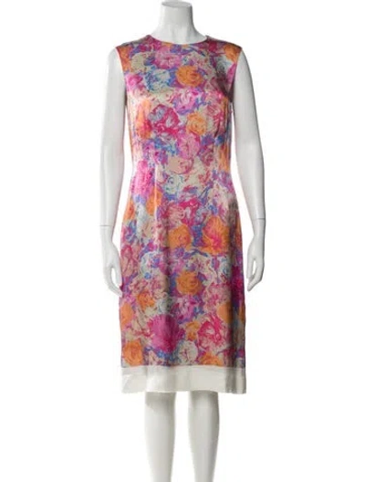 Pre-owned Dries Van Noten Floral Print Midi Length Dress In Pink
