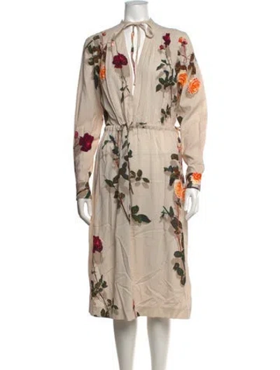 Pre-owned Dries Van Noten Floral Print Midi Length Dress In Pink