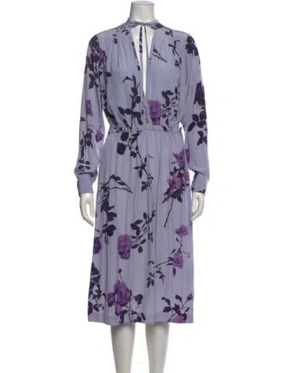 Pre-owned Dries Van Noten Floral Print Midi Length Dress In Purple