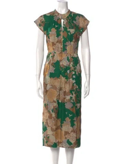Pre-owned Dries Van Noten Floral Print Midi Length Dress W/ Tags In Multi