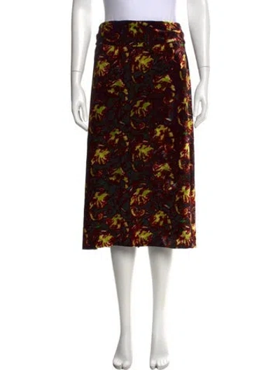 Pre-owned Dries Van Noten Floral Print Midi Length Skirt In Black