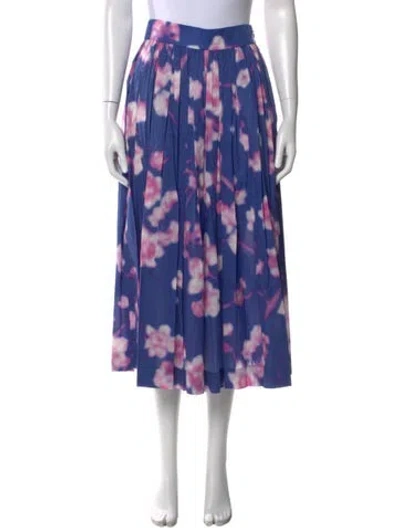 Pre-owned Dries Van Noten Floral Print Midi Length Skirt In Blue