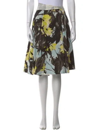 Pre-owned Dries Van Noten Floral Print Midi Length Skirt In Blue