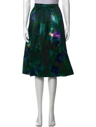 Pre-owned Dries Van Noten Floral Print Midi Length Skirt In Blue
