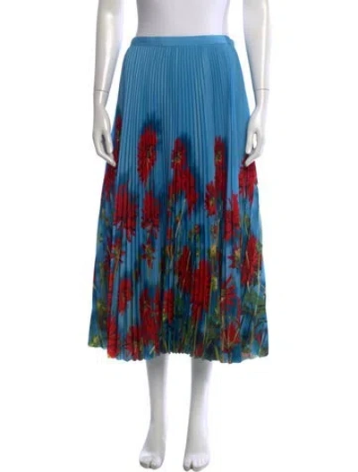 Pre-owned Dries Van Noten Floral Print Midi Length Skirt In Blue