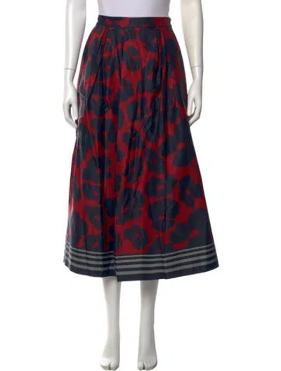 Pre-owned Dries Van Noten Floral Print Midi Length Skirt In Blue/red