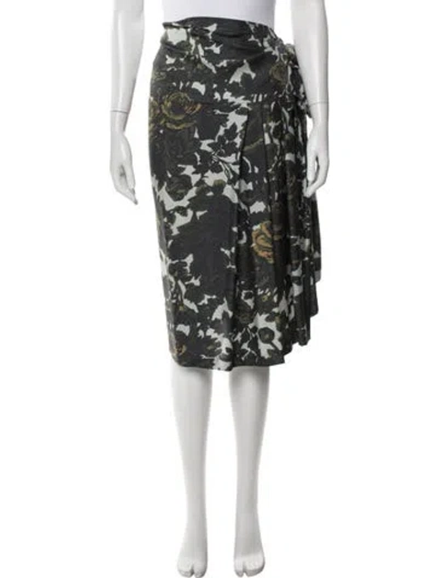 Pre-owned Dries Van Noten Floral Print Midi Length Skirt In Gray