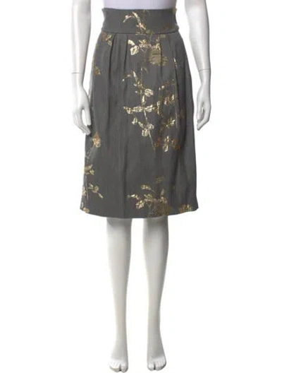 Pre-owned Dries Van Noten Floral Print Midi Length Skirt In Gray