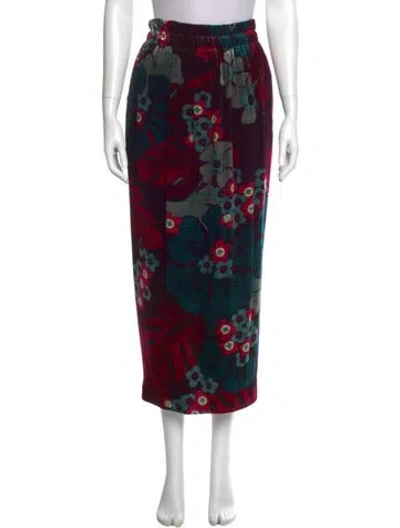 Pre-owned Dries Van Noten Floral Print Midi Length Skirt In Green