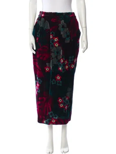 Pre-owned Dries Van Noten Floral Print Midi Length Skirt In Green