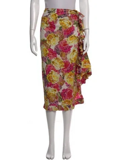 Pre-owned Dries Van Noten Floral Print Midi Length Skirt In Green